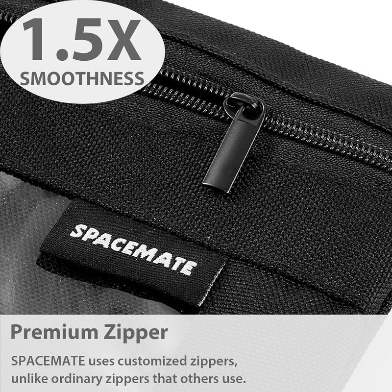 SPACEMATE Binder Pencil Pouch Case Box Bag for 3 Ring Binder School Supplies Girls Boys Kids, Clear Preppy Stuff Large Aesthetic Pen Organizer, Back to College Stationary, 1 Pack, Coal Black - Image 4